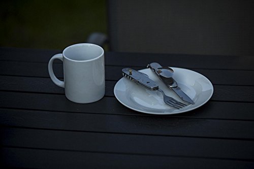 CNOC Práctico 9en1 Cubiertos Acampada I Cubiertos Acero Inoxidable I Cubiertos para cámping Plegable I Cubiertos Camping | Juego de Cuberteria para Acampada - Utensilios Camping - 9 Funciones