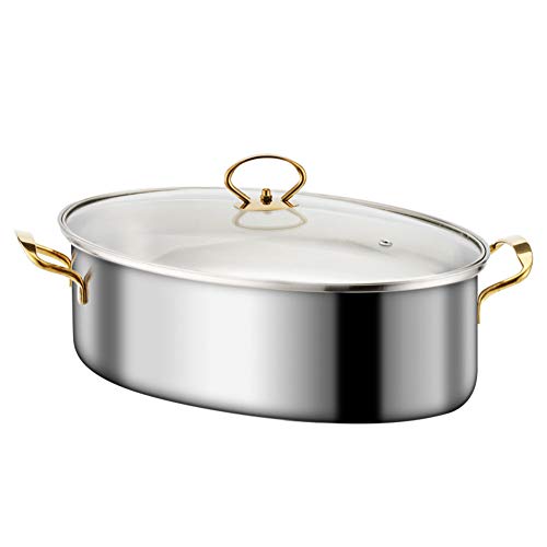 Cocción Al Vapor Pescado, Olla Sartén Acero Inoxidable Oval, Universal Para Cocina De Inducción, Estufa Multifuncional Alta Calidad 38cm Regalo De Cocina