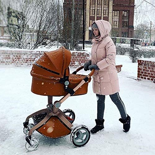 Cochecito de Bebe Hot Mom Cochecito y Sillas de paseo 3 en 1 con silla y el capazo, 2020 estilo de vida F22 asiento de carro extra comprable - Marrón