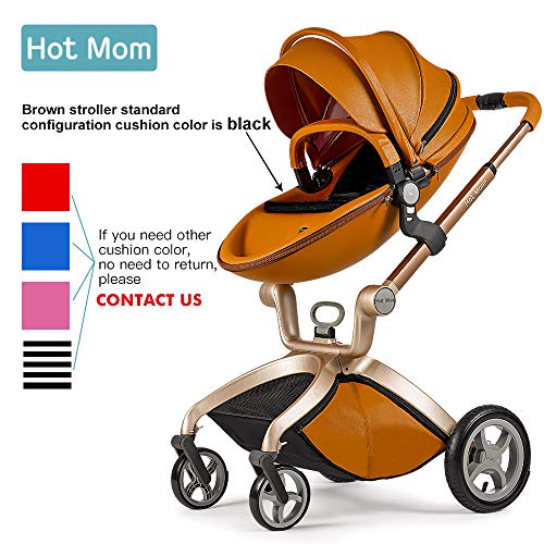 Cochecito de Bebe Hot Mom Cochecito y Sillas de paseo 3 en 1 con silla y el capazo, 2020 estilo de vida F22 asiento de carro extra comprable - Marrón