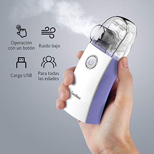 CocoBear Nebulizador Inhalador Portátil con Boquilla y Máscara, Adecuado para Adultos y Niños, Desmontable e Ideal para Enfermedades Respiratorias
