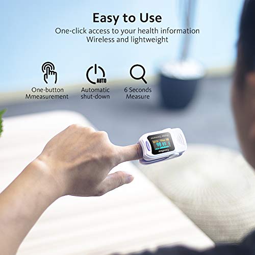 CocoBear Pulsioxímetro,Pulsioximetro de Dedo,Lectura Instantánea oxímetro, Medición de la saturación de oxígeno, Ajuste silencioso, Alarma, 4 direcciones de rotación(Morado)