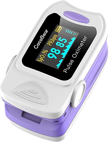 CocoBear Pulsioxímetro,Pulsioximetro de Dedo,Lectura Instantánea oxímetro, Medición de la saturación de oxígeno, Ajuste silencioso, Alarma, 4 direcciones de rotación(Morado)