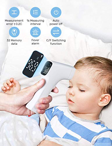 CocoBear Termómetro digital para bebés, termómetro sin contacto, termómetro infrarrojo, termómetro para la frente, termómetro para niños y adultos, medición precisa Tiempo de medición de 1 segundo