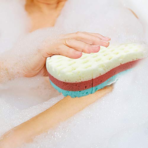 Cococity - Esponja suave para el baño, 3 unidades, suave y calmante, para el cuerpo, de fibra natural, exfoliante, para mujeres, hombres, niños (forma ovalada)