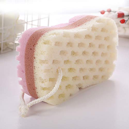 Cococity - Esponja suave para el baño, 3 unidades, suave y calmante, para el cuerpo, de fibra natural, exfoliante, para mujeres, hombres, niños (forma ovalada)