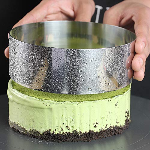 CODIRATO Anillos de Acero Inoxidable para Tartas, Mousse Molde con 1 Rascador de Plástico Círculo Pastel Molde para Hacer Ensaladas, Pasteles, Mousses y Postres