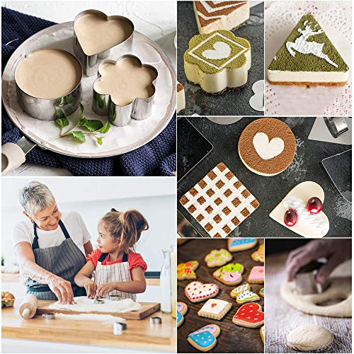 CODIRATO Anillos de Acero Inoxidable para Tartas, Mousse Molde con 1 Rascador de Plástico Círculo Pastel Molde para Hacer Ensaladas, Pasteles, Mousses y Postres