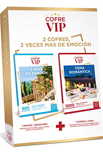 CofreVIP Caja Regalo 2 DÍAS DE EVASIÓN + Cena ROMÁNTICA para Dos Personas (2 Regalos en uno)