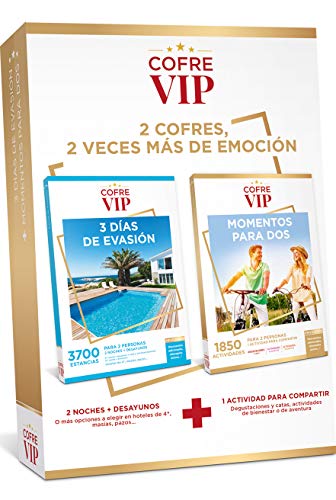 CofreVIP Caja Regalo 3 DÍAS DE EVASIÓN + Momentos para Dos para Dos Personas (2 Regalos en uno)