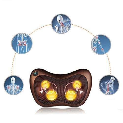 Cojín de masaje Shiatsu Masajeador de cuello con función de calor Cabezales de masaje giratorios en 3D para la espalda Botones de masaje de fisioterapia Oficina en casa, almohada de masaje versátil
