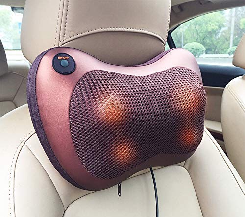 Cojín de masaje Shiatsu Masajeador de cuello con función de calor Cabezales de masaje giratorios en 3D para la espalda Botones de masaje de fisioterapia Oficina en casa, almohada de masaje versátil