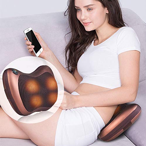 Cojín de masaje Shiatsu Masajeador de cuello con función de calor Cabezales de masaje giratorios en 3D para la espalda Botones de masaje de fisioterapia Oficina en casa, almohada de masaje versátil