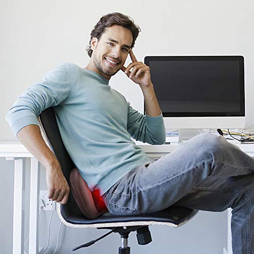 Cojín Masajeador Almohada de Masaje para Cuello, Espalda y Pierna, Shiatsu Bidireccional 8 Rodillos de Calentamiento por Infrarrojos, 3 Velocidades Ajustables para Casa Oficina y Coche