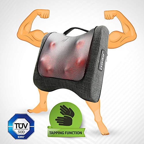 Cojín Masajeador Cervical Espalda Cuello Tapping y Shiatsu con Calor Infrarrojo Almohada de Masaje Hombros Almohada eléctrica Cervical KRAFTY NM- 099 Donnerberg Marca Alemana