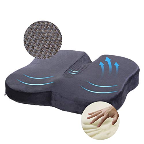 Cojin Ortopédico para Coxis de Espuma de Memoria, TravelEase Cojin de Asiento para Dolor de Espalda y Alivio de Dolor de Hueso de la Cola Sciático, Usado para Silla de Oficina, Silla de Rueda (Negro)