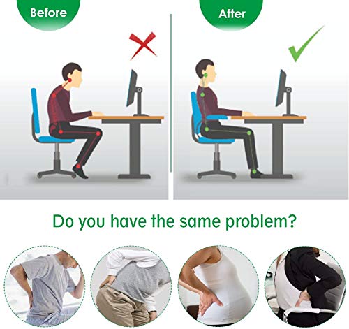 Cojín para Silla Oficina, Cojín Ortopédico y Ergonómico, Cojín Coxis, Cojín Silla de Ruedas y Coches, Alivia Presión y Fatiga, Dolores de Ciática, Hemorroides, Espalda, Dimensión Grande