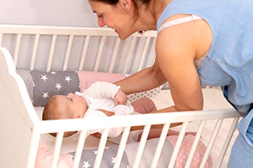Cojín protector para cuna de ULLENBOOM ®, cojín chichonera en forma de serpiente rosa gris (ideal para proteger al bebé de los barrotes de la cuna o como cojín de apoyo)