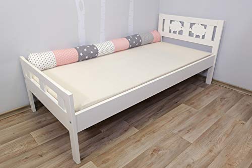 Cojín protector para cuna de ULLENBOOM ®, cojín chichonera en forma de serpiente rosa gris (ideal para proteger al bebé de los barrotes de la cuna o como cojín de apoyo)