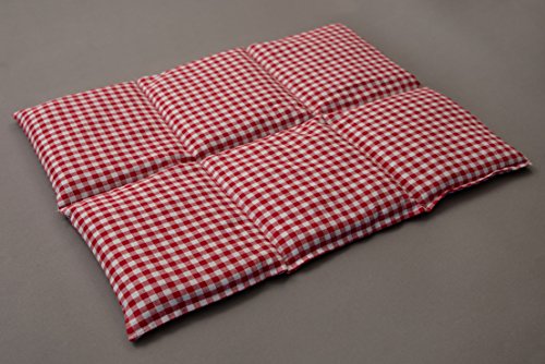 Cojín térmico de semillas (Calor y frio) - Saco térmico para microondas … (40x30cm rojo-blanco con 6 compartimientos, semillas de lino)