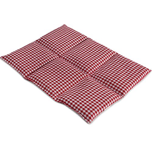 Cojín térmico de semillas (Calor y frio) - Saco térmico para microondas … (40x30cm rojo-blanco con 6 compartimientos, semillas de lino)