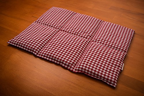 Cojín térmico de semillas (Calor y frio) - Saco térmico para microondas … (40x30cm rojo-blanco con 6 compartimientos, semillas de lino)