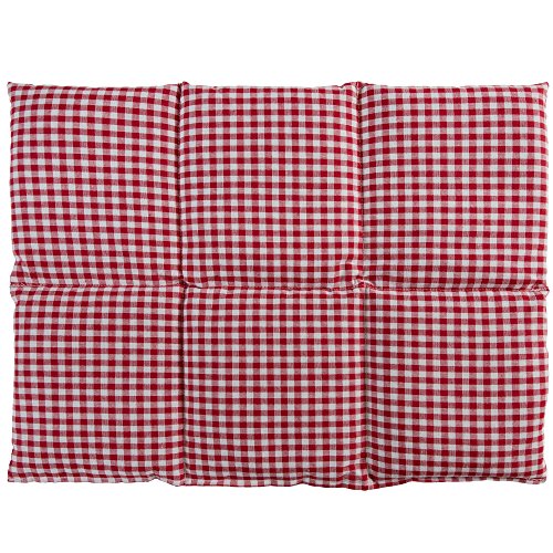 Cojín térmico de semillas (Calor y frio) - Saco térmico para microondas … (40x30cm rojo-blanco con 6 compartimientos, semillas de lino)
