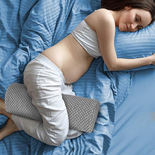 Cojines cilindricos para relajar las piernas y las rodillas - Cojin lumbar con funda lavable certificada por OEKO TEX - Almohada piernas dormir con cojín de espuma con memoria - Cojines para sofa