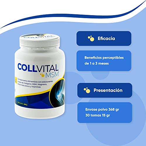 Colageno Collvital en polvo con MSM, Magnesio, Ácido hialuronico y vitaminas con sabor a vainilla 368Gr en polvo