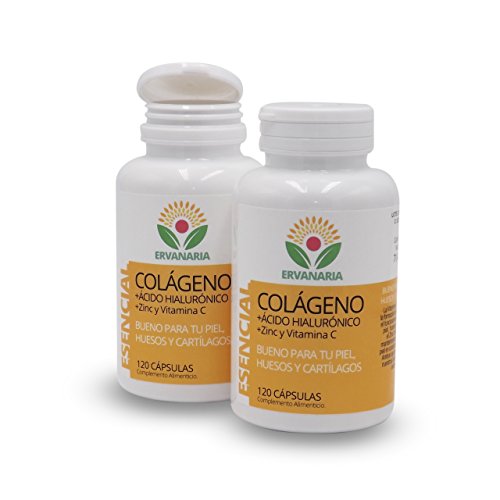 Colágeno Hidrolizado, Ácido Hialurónico, Zinc y Vitamina C. 120 Cápsulas. Mejora Elasticidad Y Salud de Cartílagos, Articulaciones, Tendones y Huesos. Mejora tu piel, Antioxidante Contra las arrugas