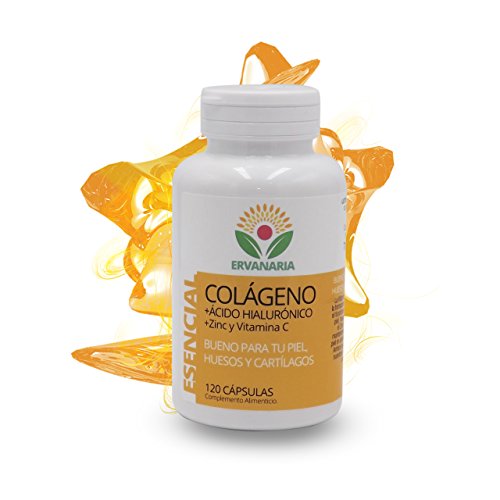 Colágeno Hidrolizado, Ácido Hialurónico, Zinc y Vitamina C. 120 Cápsulas. Mejora Elasticidad Y Salud de Cartílagos, Articulaciones, Tendones y Huesos. Mejora tu piel, Antioxidante Contra las arrugas