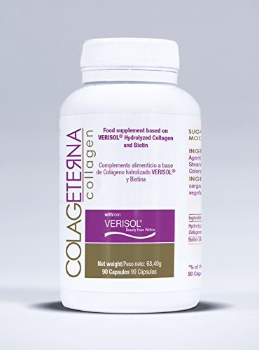 Colageterna - Exclusivo complemento de Colágeno Hidrolizado VERISOL® con Biotina, La Solución Definitiva para el Tratamiento y Prevención de las Arrugas, Celulitis y Uñas Quebradizas