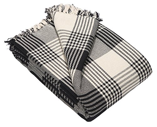 Colcha EHC premium reversible Súper King 100 % algodón, tamaño 250 x 380 cm, diseño de cuadros, mantas para sofá
