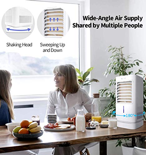 ColdMan Aire Acondicionado Portátil, 180 ° Giratorio Purificador de Aire y Enfriador de Aire, Nuevo 2020 Silencioso Aire Acondicionado con Intelligentes Touchpanel, 1-4H Temporizador, 3 Velocidades