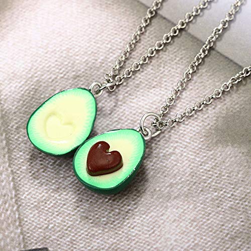 Colgante de cadena 2 piezas BFF Aguacate verde para parejas collares de amistad de amor Mejor amigo Haslkette, collares de joyería para niños Adolescentes Mejores amigos amantes y regalos de pareja