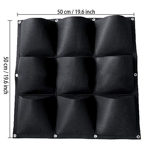 Colgar en la Pared Bolsas de Plantación, Plantador Verde Vertical del Crecimiento con 9 Bolsillos, Planta Que Cuelga Bolsos de la Flor Que Cuelgan para Balcón Pared de la Pared Jardín (Negro)