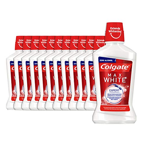 Colgate Max White Expert instantáneo, Enjuage Bucal blanqueante, sin alcohol - Pack 12 uds x 500ml