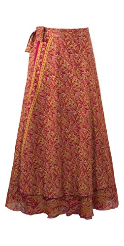 Coline – Falda larga tipo cartera Sari rojo Talla única