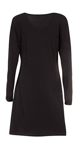 Coline Vestido étnico y Mangas largas Coloridas. (Negro, L)