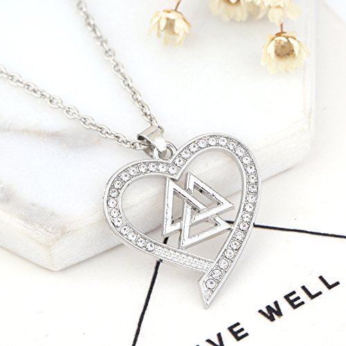 Collar con Colgante con Forma de corazón de Vaquero de Madera de Valknut y eslavo, joyería Vintage para Mujeres