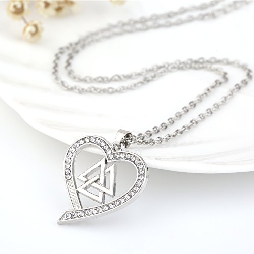 Collar con Colgante con Forma de corazón de Vaquero de Madera de Valknut y eslavo, joyería Vintage para Mujeres