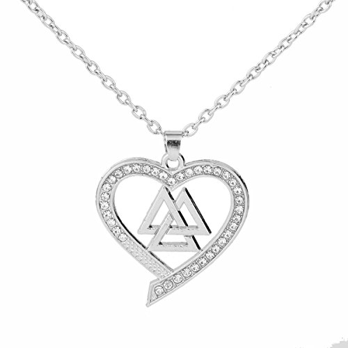 Collar con Colgante con Forma de corazón de Vaquero de Madera de Valknut y eslavo, joyería Vintage para Mujeres