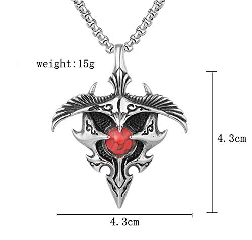 Collar con colgante de águila turquesa, estilo vintage punk Street de acero inoxidable fundido para hombres y mujeres, 123, azul, Size