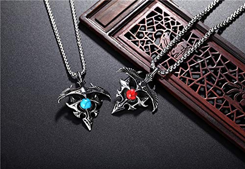 Collar con colgante de águila turquesa, estilo vintage punk Street de acero inoxidable fundido para hombres y mujeres, 123, azul, Size