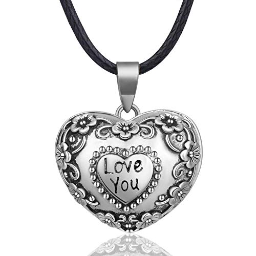 Collar con colgante de bola de armonía para el embarazo, bola Mexcian, colgante de bola de deseo, joyería fina para mujer, mejor regalo N14NB317 corazón