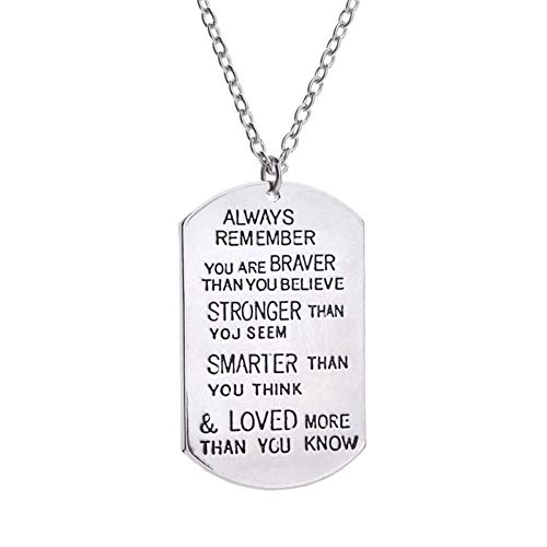 Collar con colgante de joyería para perro, collar con texto en inglés "Man Always Remember You Are Stronger Loved Than You Loom Know Cheer Friends Up Excitación Collar Mujer
