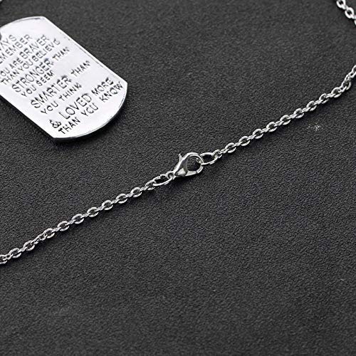 Collar con colgante de joyería para perro, collar con texto en inglés "Man Always Remember You Are Stronger Loved Than You Loom Know Cheer Friends Up Excitación Collar Mujer