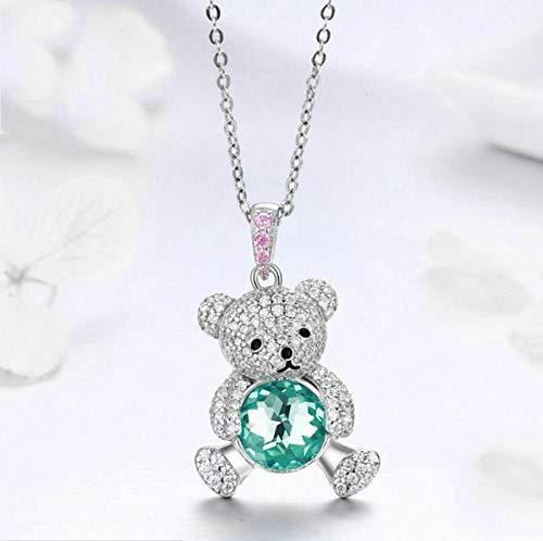 Collar con colgante de oso de plata de ley 925 y circonita, regalo para mujer entusiastas de los animales, ideal para el día de San Valentín