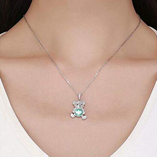 Collar con colgante de oso de plata de ley 925 y circonita, regalo para mujer entusiastas de los animales, ideal para el día de San Valentín