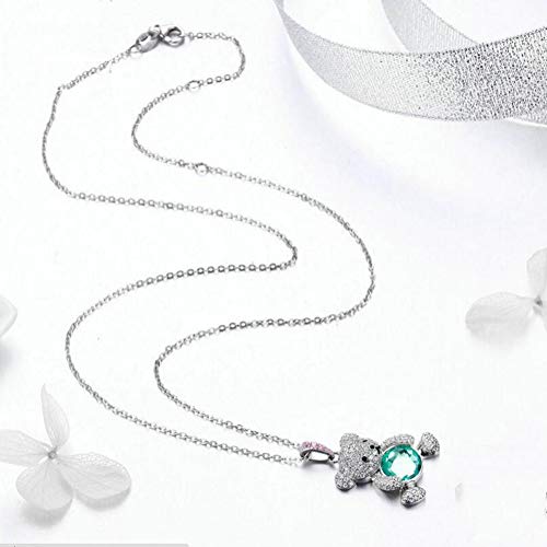 Collar con colgante de oso de plata de ley 925 y circonita, regalo para mujer entusiastas de los animales, ideal para el día de San Valentín